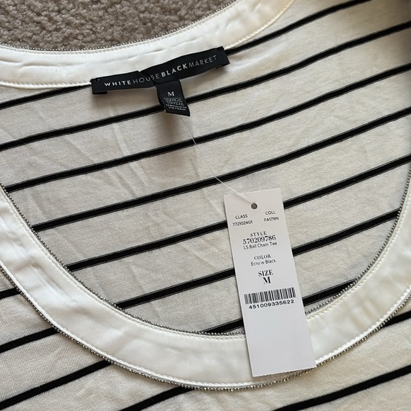 White House Black Market-Striped Cream and Black Women's Top size medium NWT - Picture 2 of 7